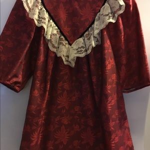 Good Times burgundy Hawaiian style long dress.